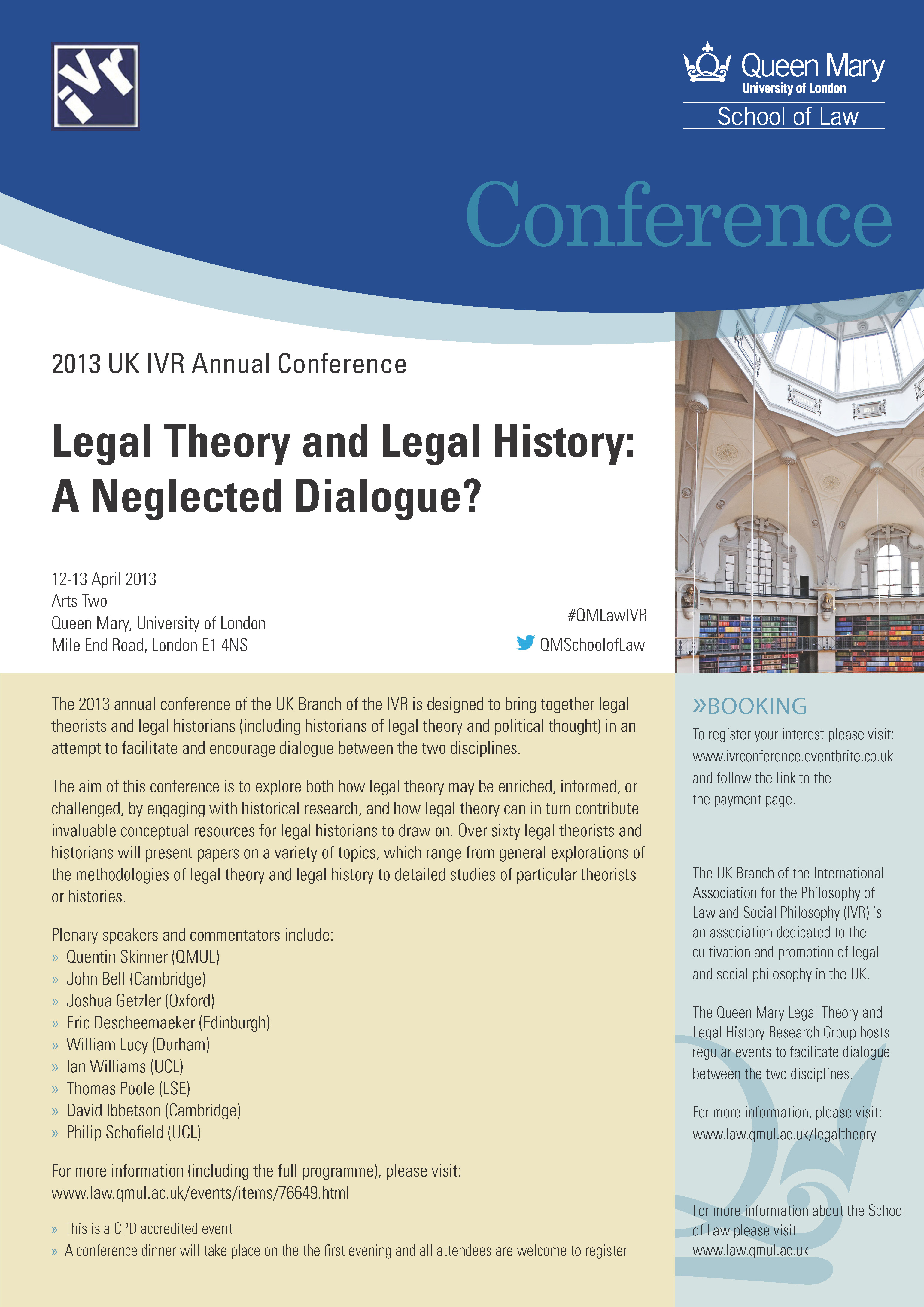 “Legal Theory and Legal History: A Neglected Dialogue?” – Annual Conference of the UK national IVR section